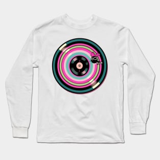 Pink Buzz Vinyl Record Graphic Long Sleeve T-Shirt